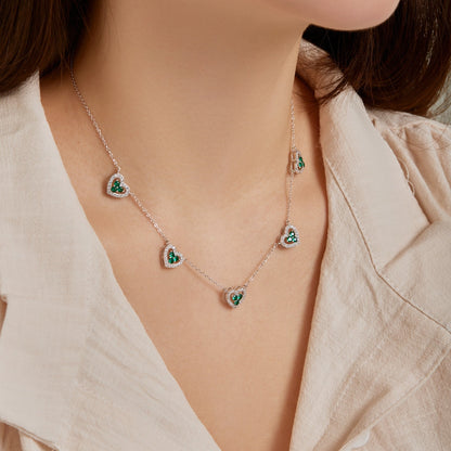 [OAK JURI]Sparkling Five Heart Necklace