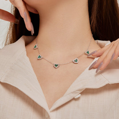 [OAK JURI]Sparkling Five Heart Necklace