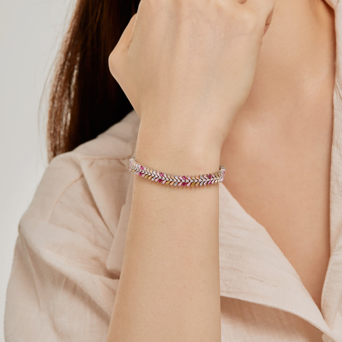 [OAK JURI]Dainty Radiant Emerald Cut Daily Bracelet