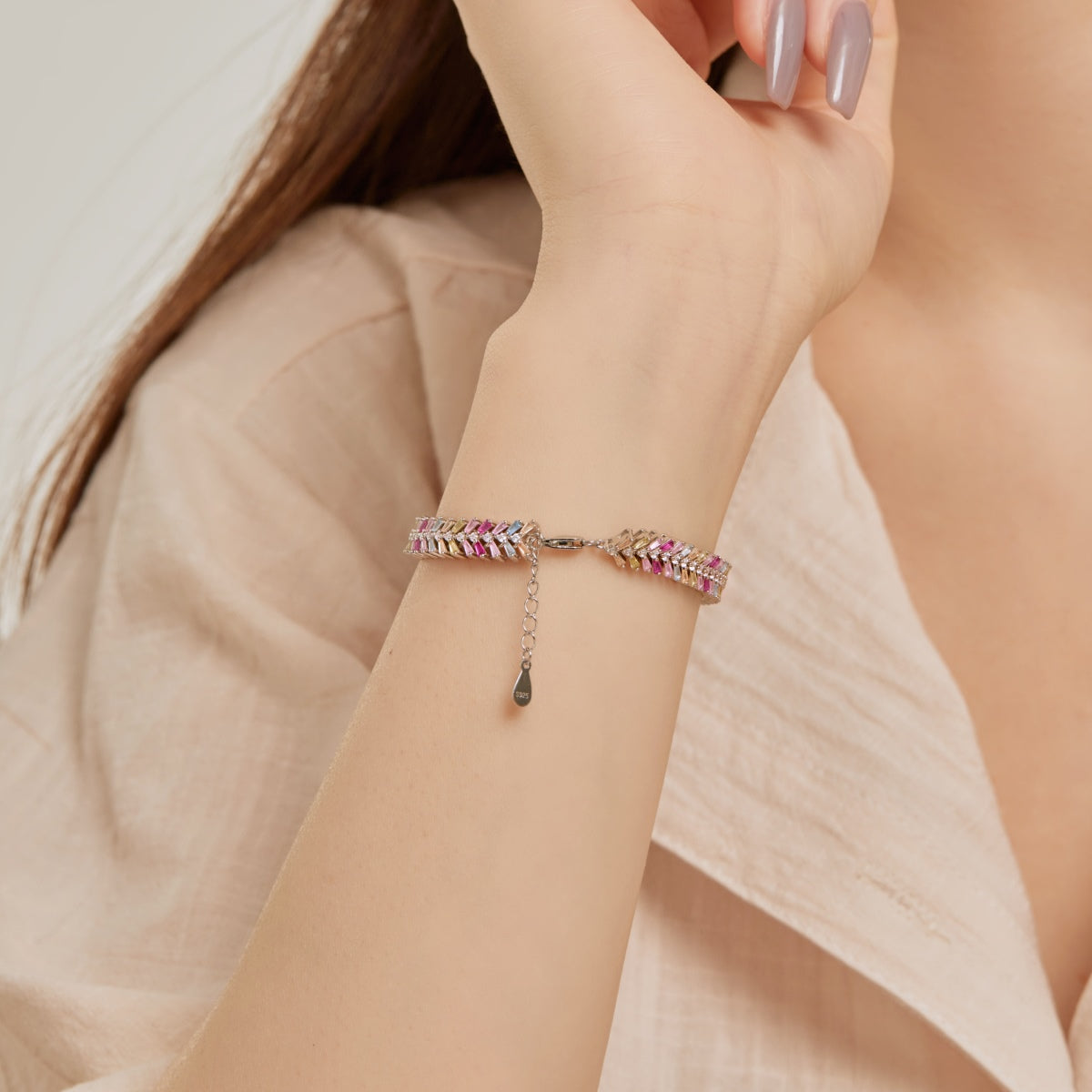 [OAK JURI]Dainty Radiant Emerald Cut Daily Bracelet