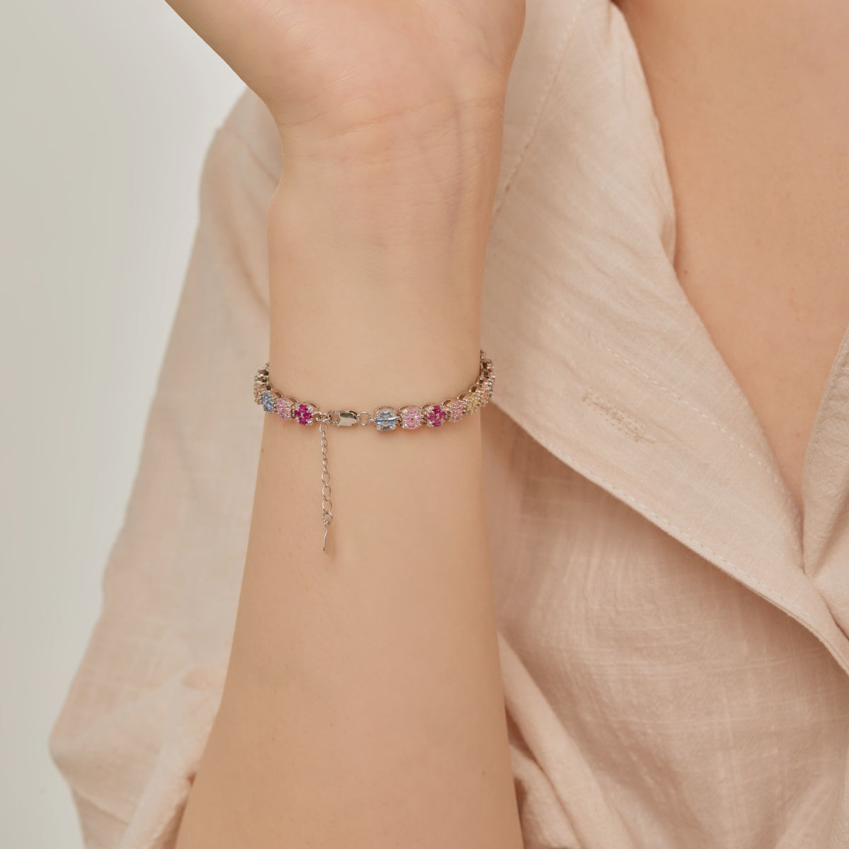 [OAK JURI]Delicate Colorful Emerald Cut Daily Bracelet