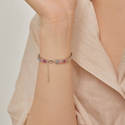 [OAK JURI]Delicate Colorful Emerald Cut Daily Bracelet