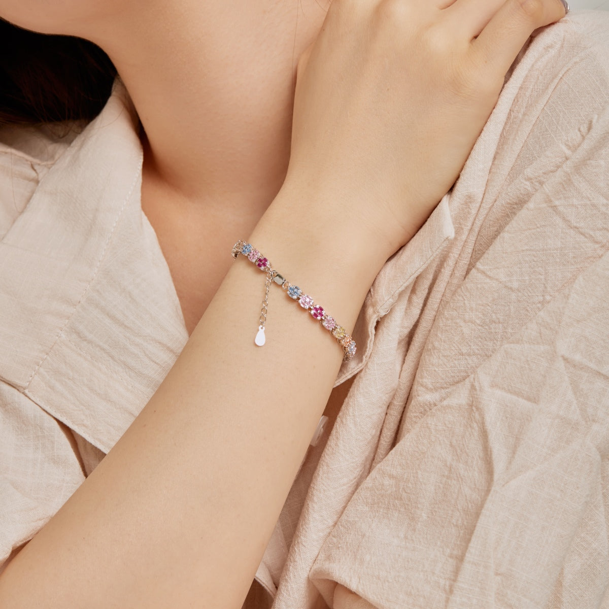 [OAK JURI]Delicate Colorful Emerald Cut Daily Bracelet