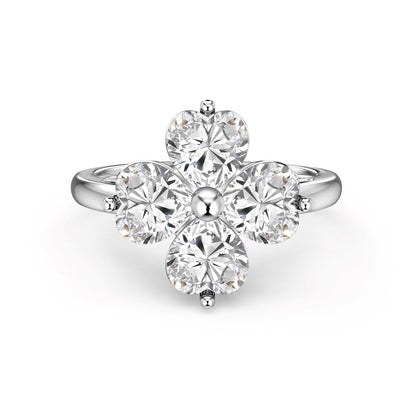[OAK JURI]Heart-shaped Four-Leaf Clover Ball Ring