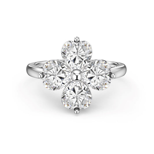 [OAK JURI]Heart-shaped Four-Leaf Clover Ball Ring