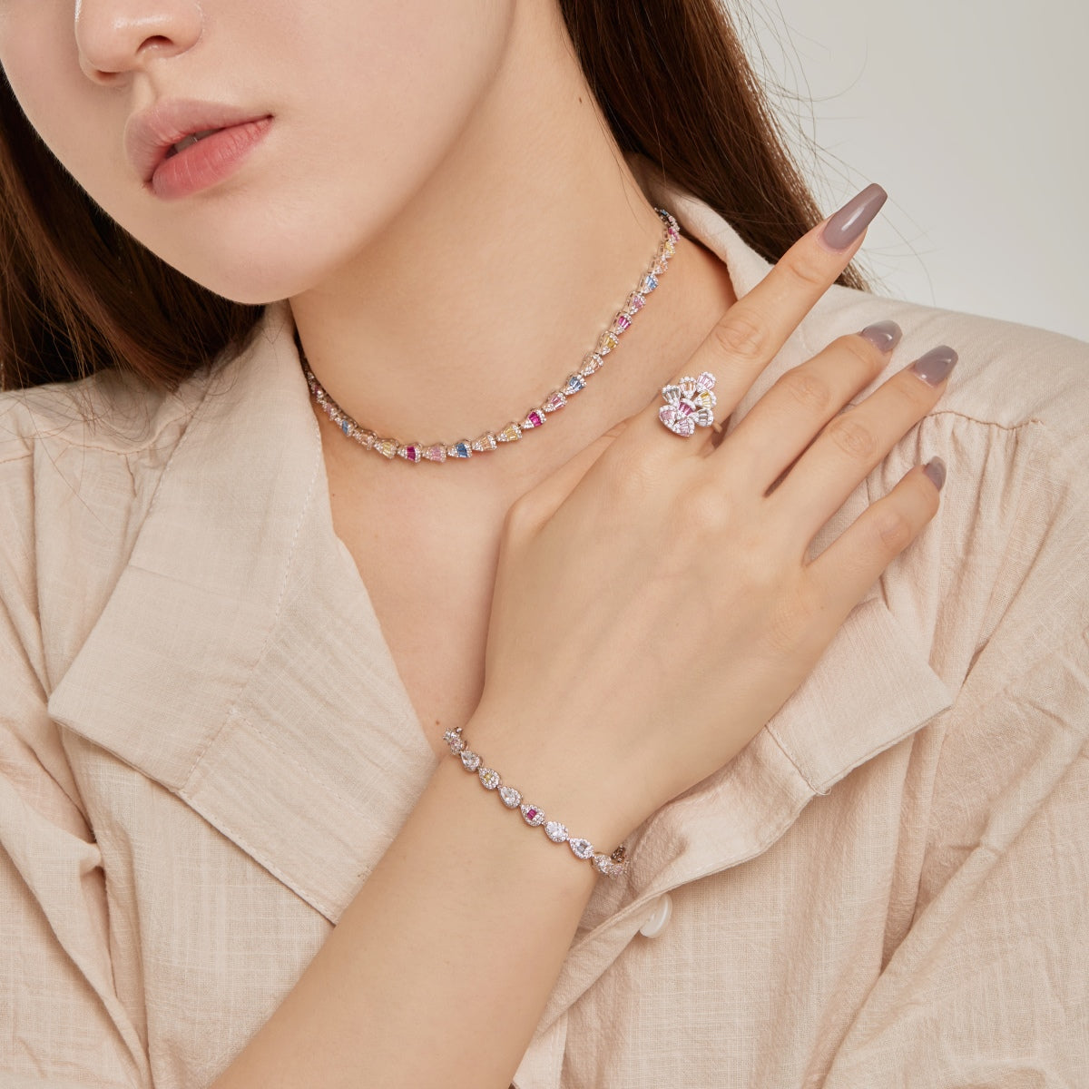 [OAK JURI]0.25 Carat Radiant Water Drop Shape Daily Bracelet