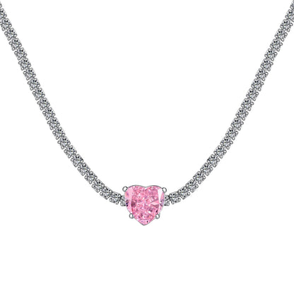 [OAK JURI]2.0 Carat Sparkling Tennis Heart Cut Necklace