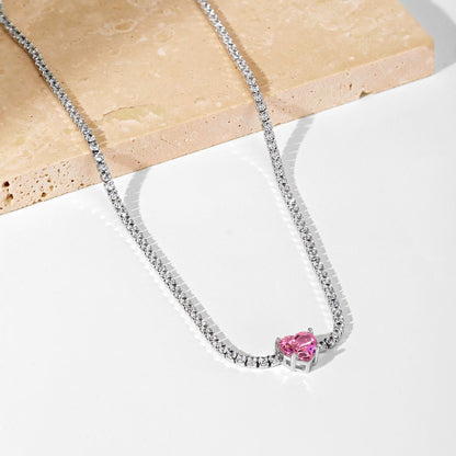 [OAK JURI]2.0 Carat Sparkling Tennis Heart Cut Necklace