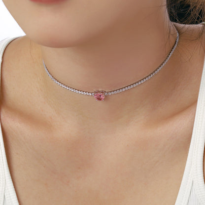 [OAK JURI]2.0 Carat Sparkling Tennis Heart Cut Necklace
