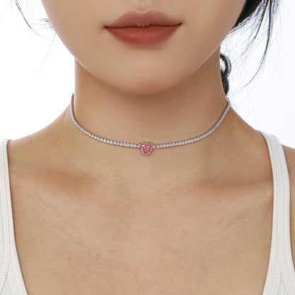 [OAK JURI]2.0 Carat Sparkling Tennis Heart Cut Necklace