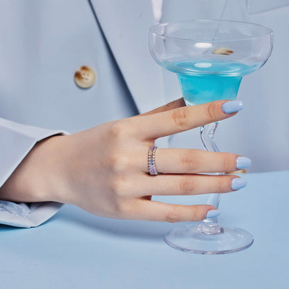 [OAK JURI]Splashy Ornate Emerald Cut Cocktail Ring