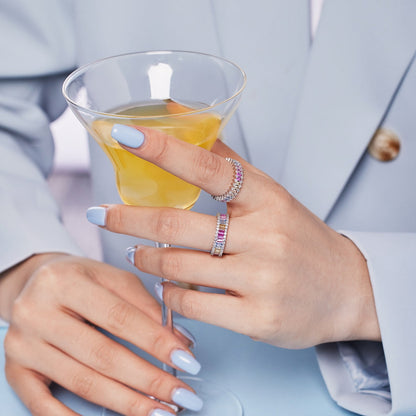 [OAK JURI]Splashy Ornate Emerald Cut Cocktail Ring