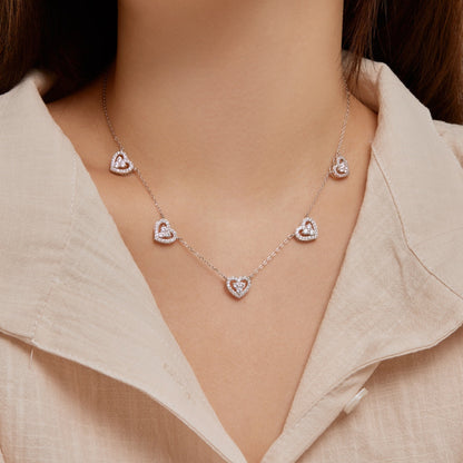 [OAK JURI]Sparkling Five Heart Necklace