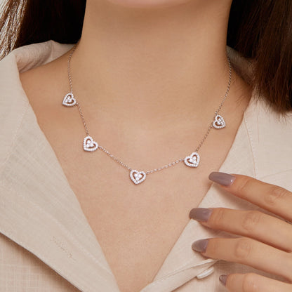 [OAK JURI]Sparkling Five Heart Necklace