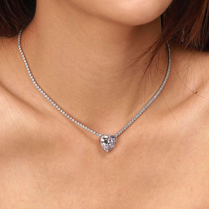 [OAK JURI]8.0 Carat Versatile Colorful Sweet Heart-Shaped Tennis Necklace