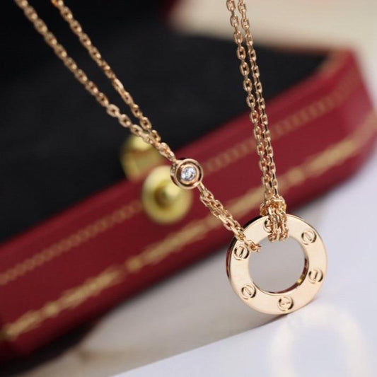 [OAK JURI]LOVE NECKLACE ADJUSTABLE ROSE GOLD 2 DIAMOND