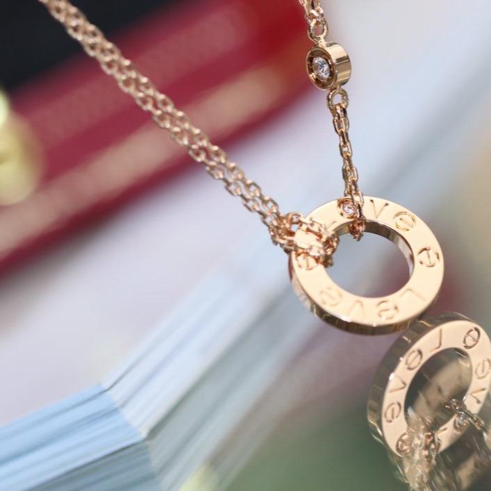 [OAK JURI]LOVE NECKLACE ADJUSTABLE ROSE GOLD 2 DIAMOND
