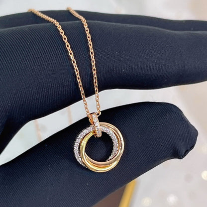 [OAK JURI]TRINITY NECKLACE SILVER GOLD PINK GOLD DIAMONDS