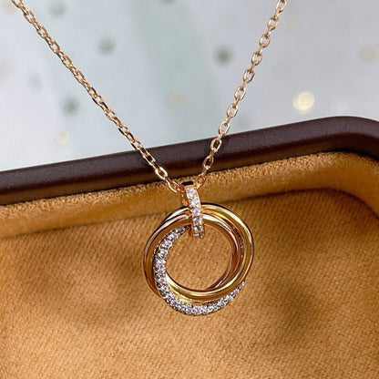 [OAK JURI]TRINITY NECKLACE SILVER GOLD PINK GOLD DIAMONDS