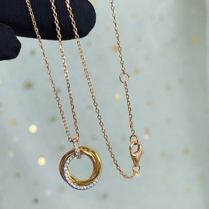 [OAK JURI]TRINITY NECKLACE SILVER GOLD PINK GOLD DIAMONDS