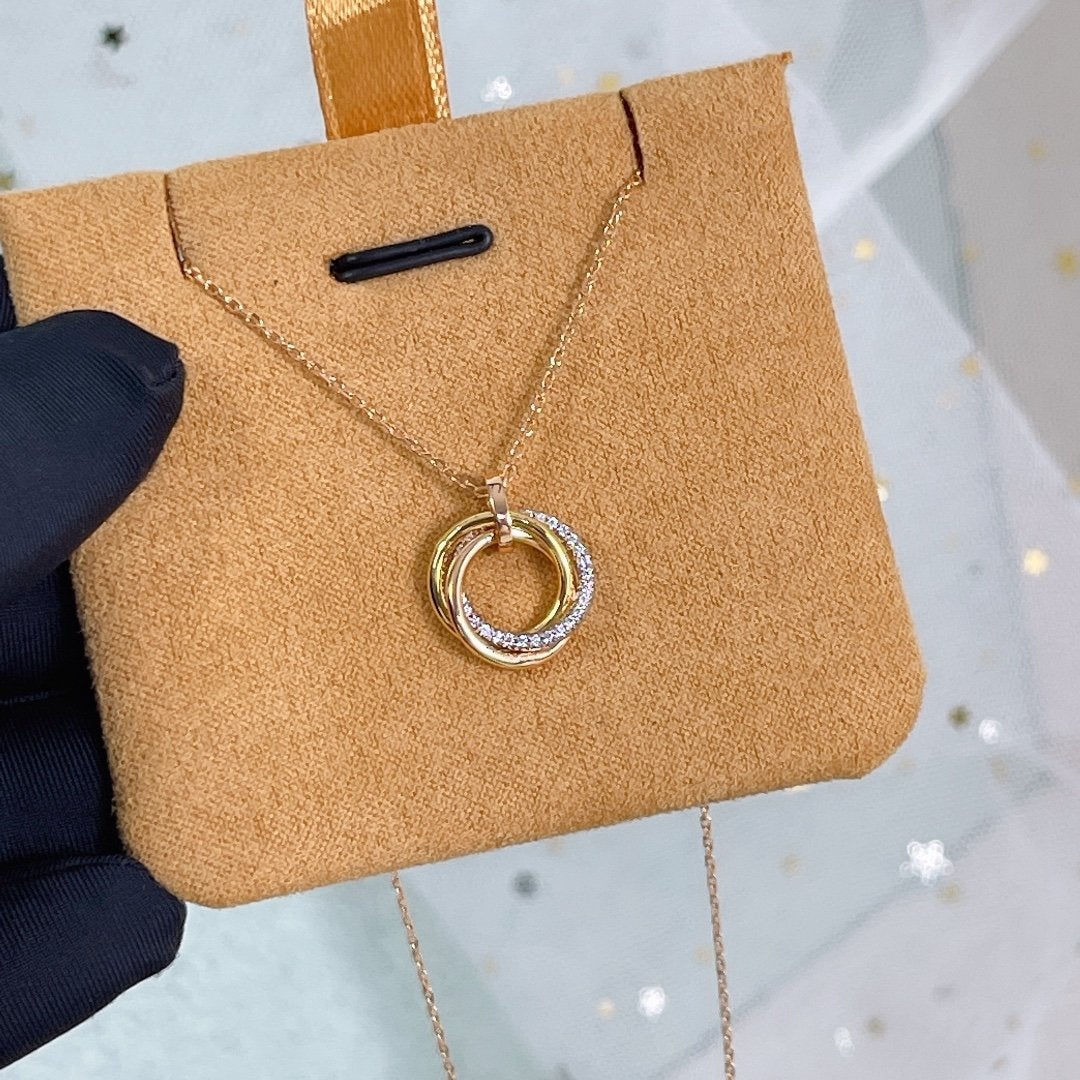 [OAK JURI]TRINITY NECKLACE SILVER GOLD PINK GOLD DIAMONDS