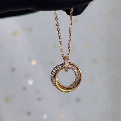 [OAK JURI]TRINITY NECKLACE SILVER GOLD PINK GOLD DIAMONDS