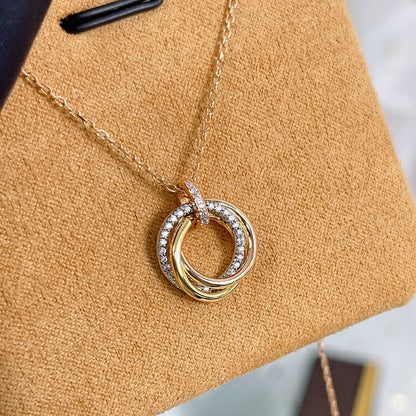 [OAK JURI]TRINITY NECKLACE SILVER GOLD PINK GOLD DIAMONDS