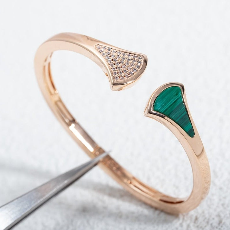 [OAK JURI]DREAM BRACELET OPEN MALACHITE PINK GOLD