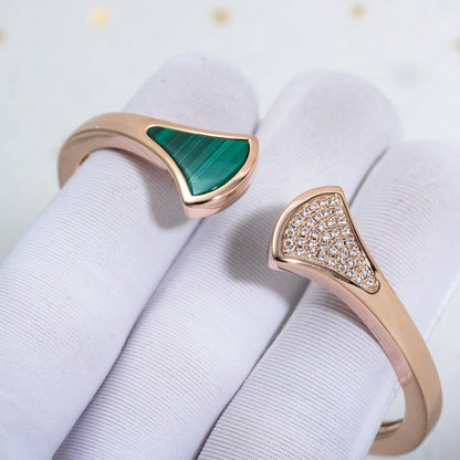 [OAK JURI]DREAM BRACELET OPEN MALACHITE PINK GOLD