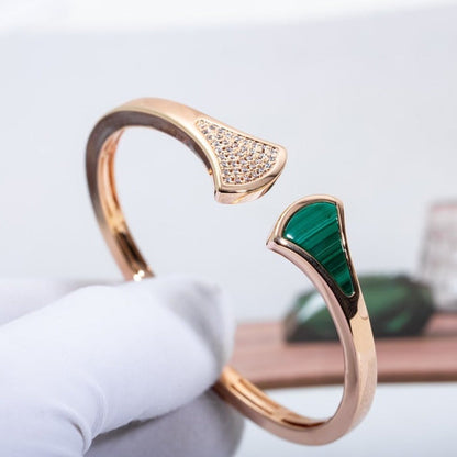 [OAK JURI]DREAM BRACELET OPEN MALACHITE PINK GOLD