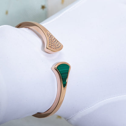 [OAK JURI]DREAM BRACELET OPEN MALACHITE PINK GOLD