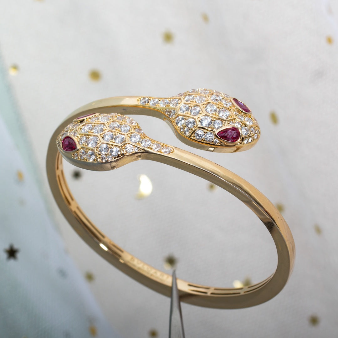 [OAK JURI]SERPENTI BRACELET PINK GOLD DIAMOND DOUBLE SNAKE