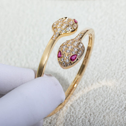 [OAK JURI]SERPENTI BRACELET PINK GOLD DIAMOND DOUBLE SNAKE