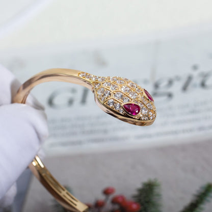 [OAK JURI]SERPENTI BRACELET PINK GOLD DIAMOND DOUBLE SNAKE