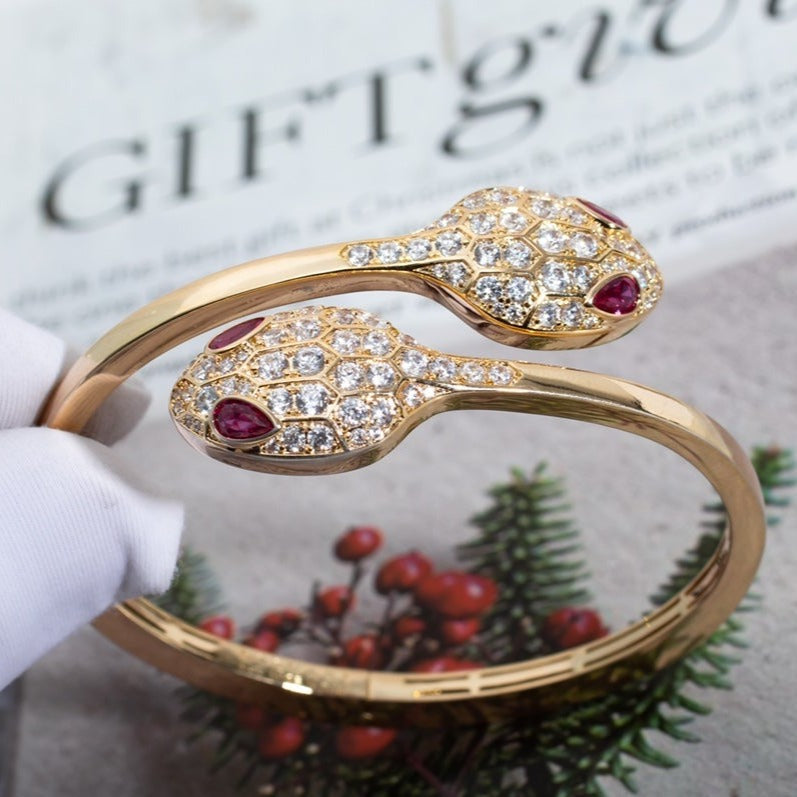 [OAK JURI]SERPENTI BRACELET PINK GOLD DIAMOND DOUBLE SNAKE