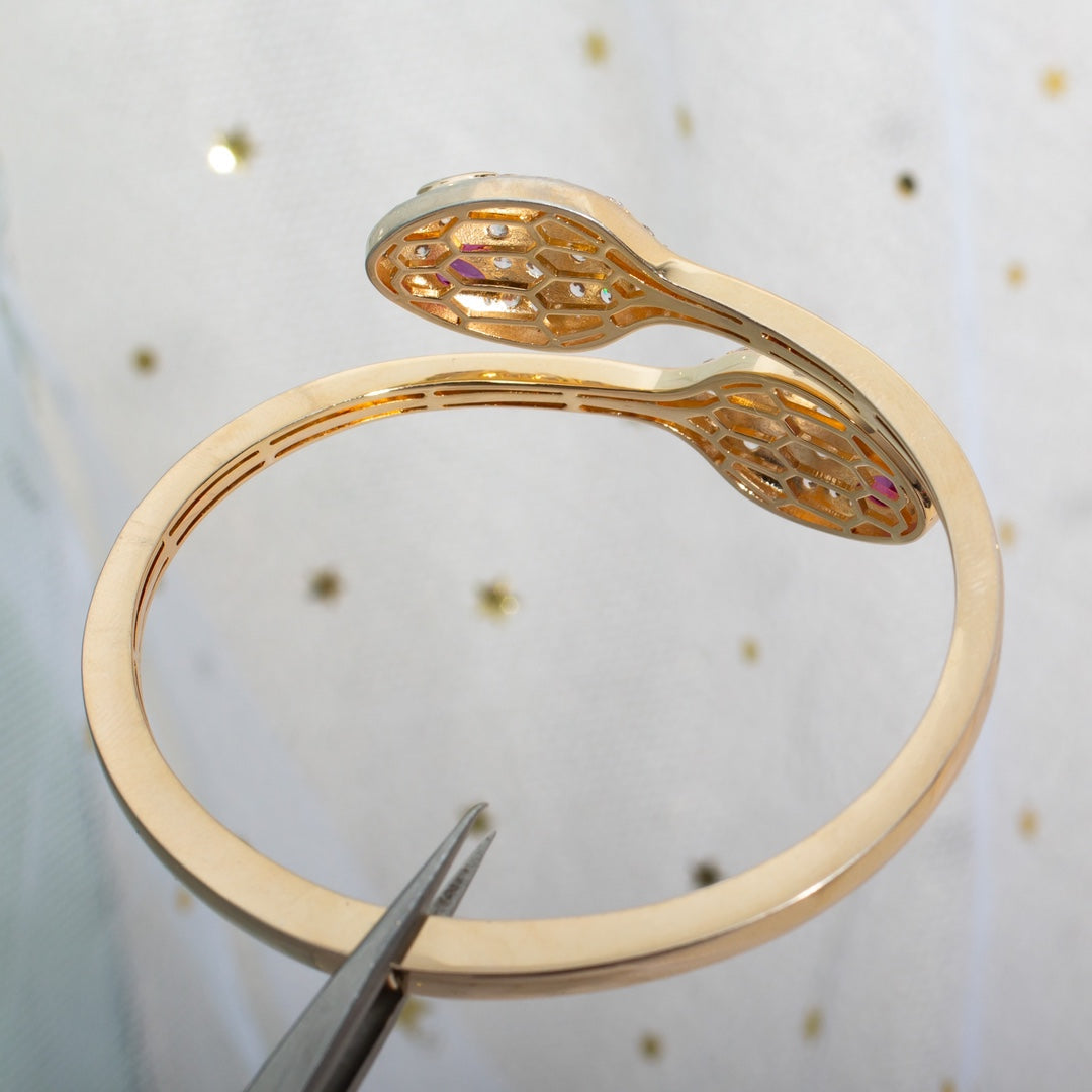 [OAK JURI]SERPENTI BRACELET PINK GOLD DIAMOND DOUBLE SNAKE