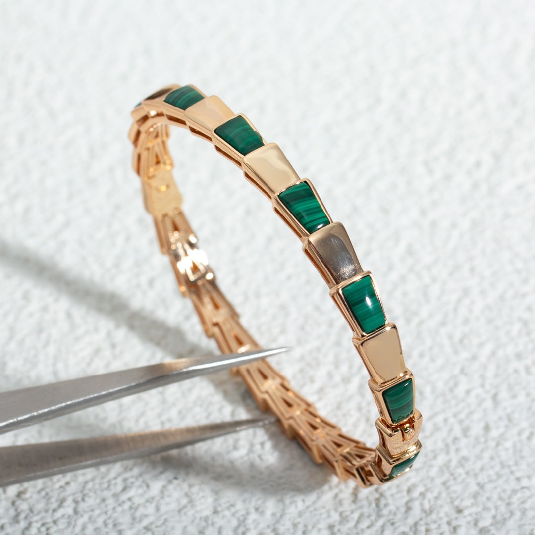 [OAK JURI]SERPENTI BRACELET PINK GOLD MALACHITE