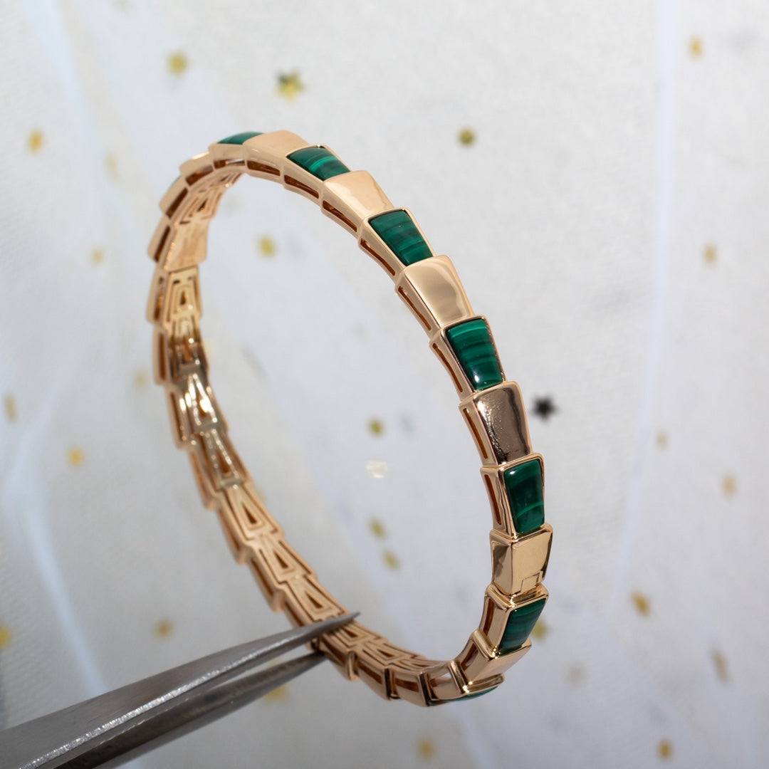 [OAK JURI]SERPENTI BRACELET PINK GOLD MALACHITE