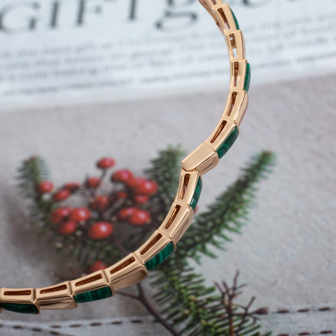 [OAK JURI]SERPENTI BRACELET PINK GOLD MALACHITE