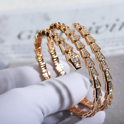 [OAK JURI]SERPENTI BRACELET PINK GOLD DIAMOND DOUBLE ROW