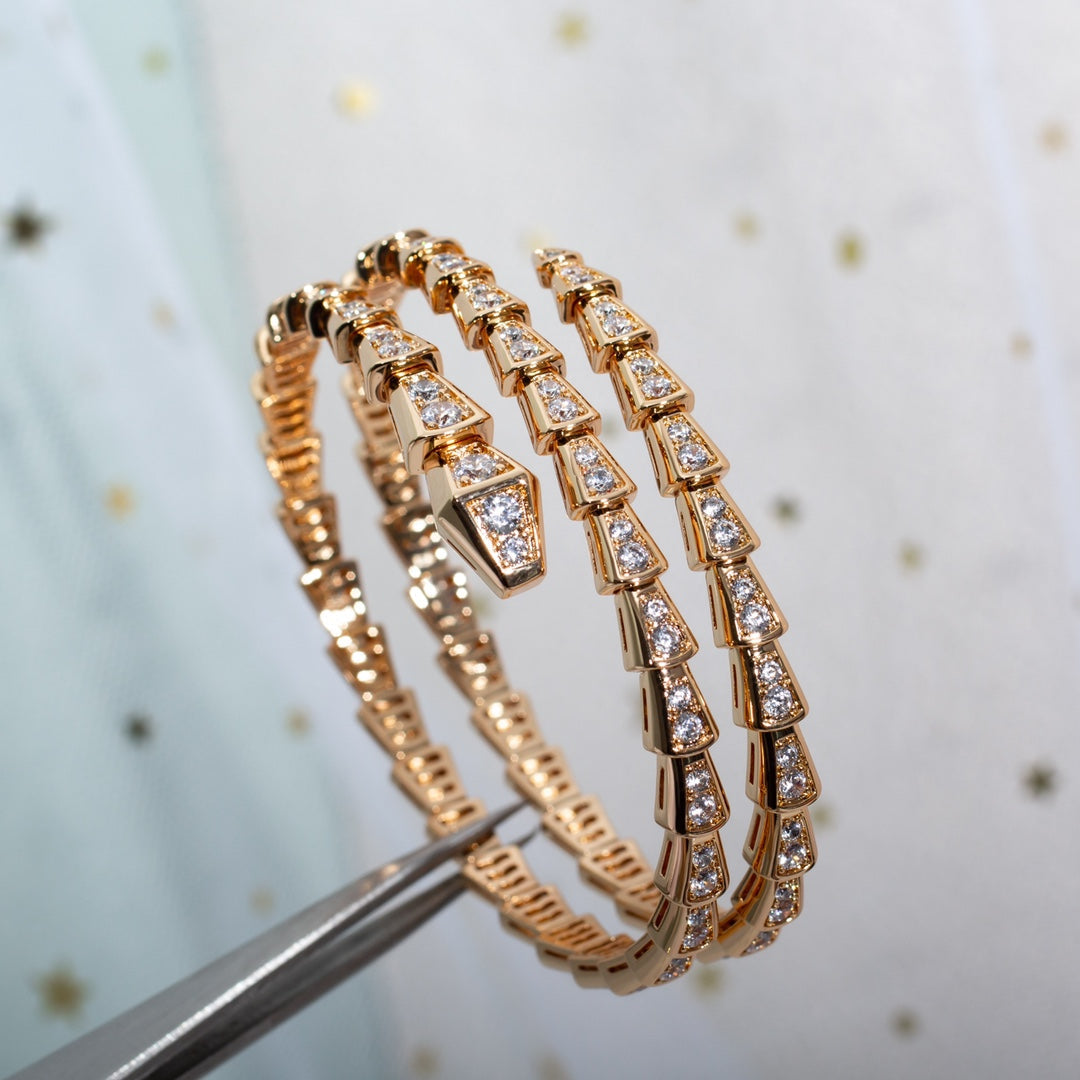 [OAK JURI]SERPENTI BRACELET PINK GOLD DIAMOND DOUBLE ROW