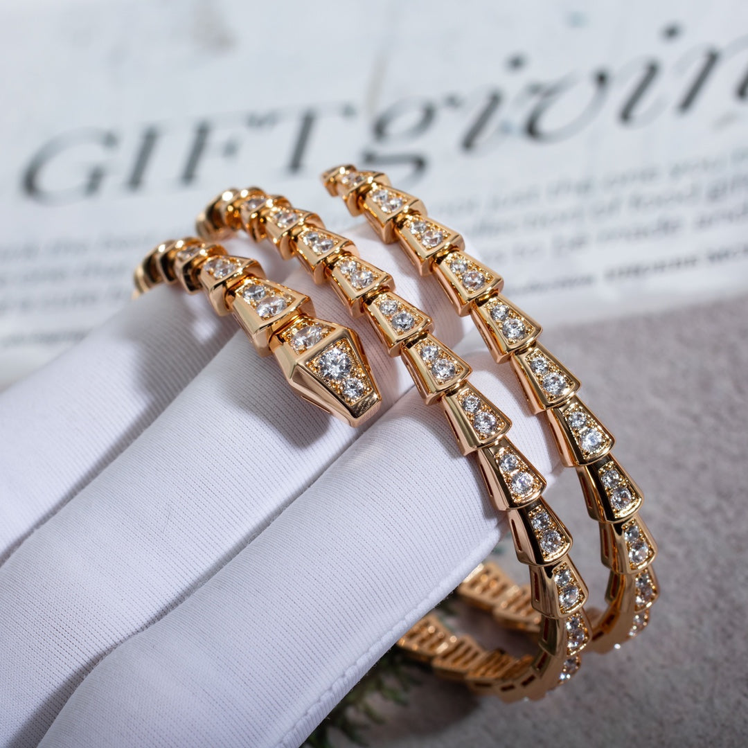[OAK JURI]SERPENTI BRACELET PINK GOLD DIAMOND DOUBLE ROW