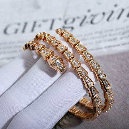 [OAK JURI]SERPENTI BRACELET PINK GOLD DIAMOND DOUBLE ROW