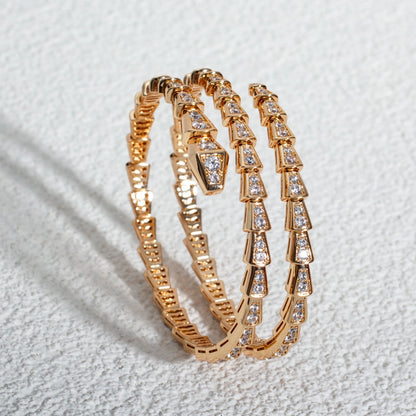 [OAK JURI]SERPENTI BRACELET PINK GOLD DIAMOND DOUBLE ROW