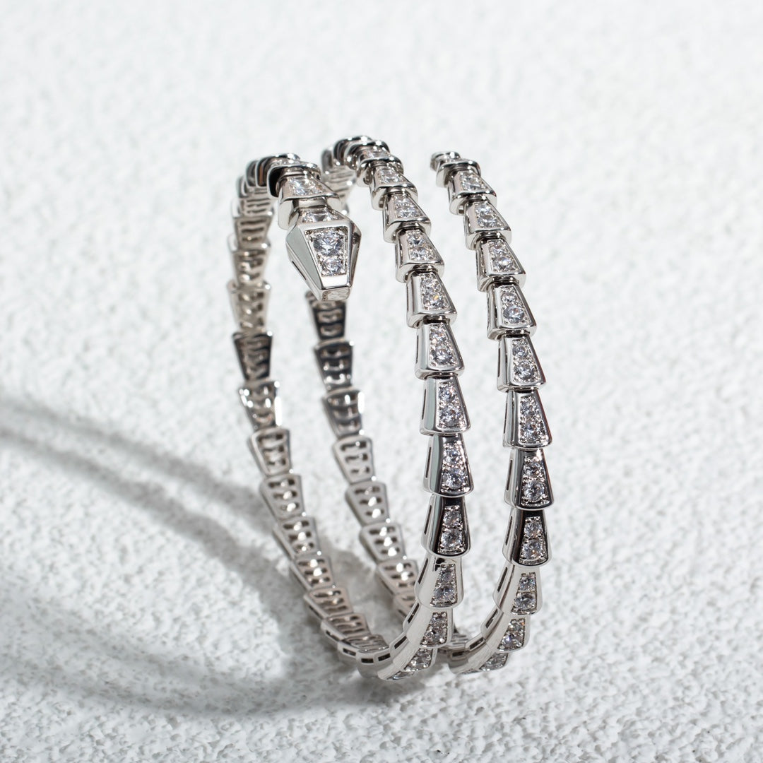 [OAK JURI]SERPENTI BRACELET SILVER DIAMOND DOUBLE ROW