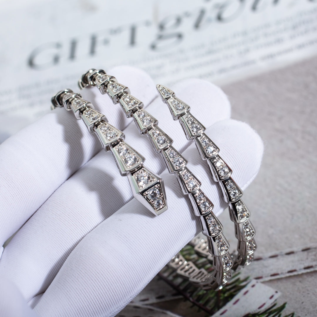 [OAK JURI]SERPENTI BRACELET SILVER DIAMOND DOUBLE ROW