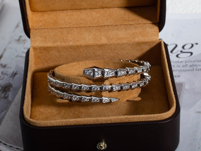 [OAK JURI]SERPENTI BRACELET SILVER DIAMOND DOUBLE ROW
