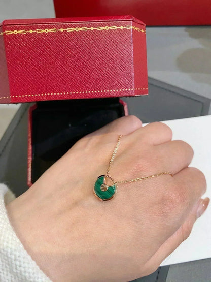 [OAK JURI]AMULETTE ROSE GOLD MALACHITE NECKLACE