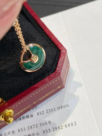 [OAK JURI]AMULETTE ROSE GOLD MALACHITE NECKLACE