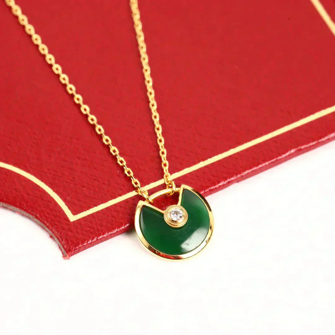 [OAK JURI]AMULETTE GOLD MALACHITE NECKLACE